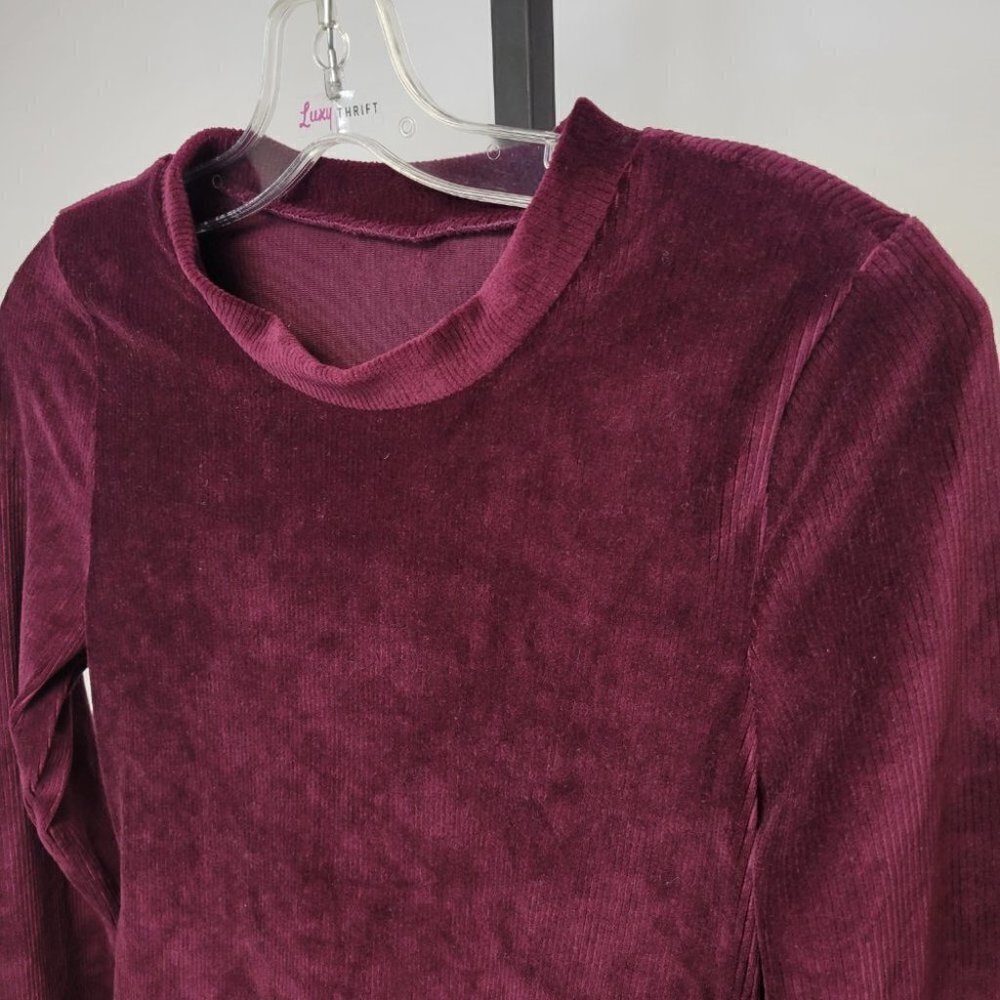Soft Ribbed Velvet Dress, Long Sleeve Shirt Dress - Picture 2 of 3